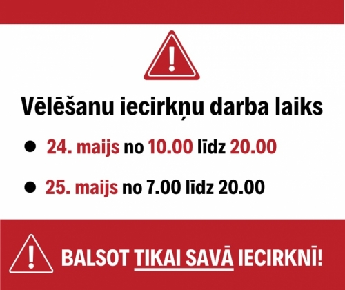 Iedzīvotāju ievērībai pagarināts vēlēšanu iecirkņa darba laiks